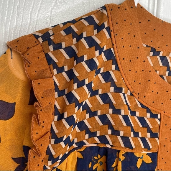 Cabi Golden Eye Harmony Flower Riot Print Blouse Art to Wear Oversized XS - Picture 10 of 14